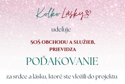 Ocenenie za projekt „Láska kvitne v každom veku“