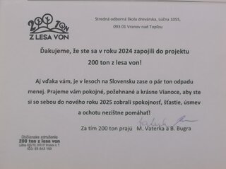200 ton z lesa von - podakovanie