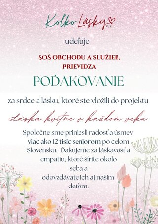 Zväčšiť fotografiu - Ocenenie za projekt „láska kvitne v každom veku“